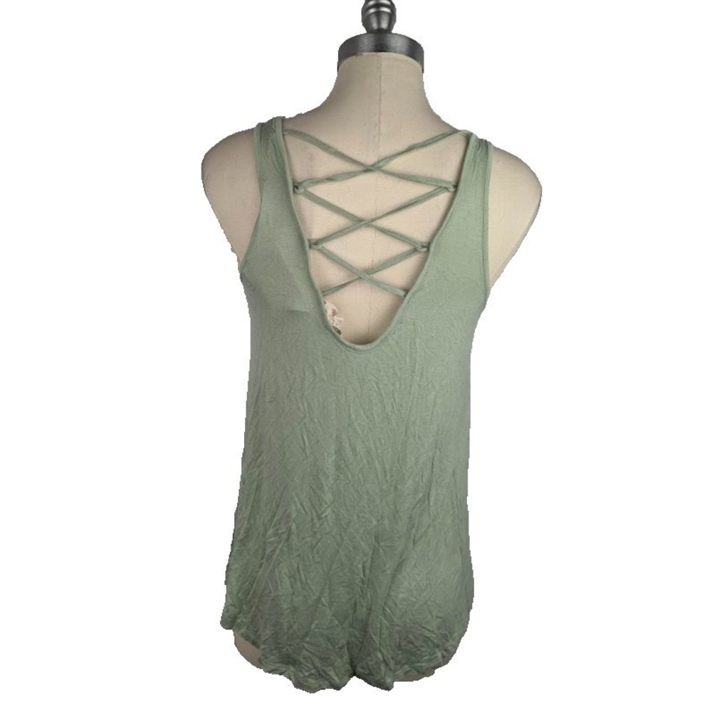 Hippie Rose Juniors Strappy Back Scoop Neck Tank Top Green Size XS